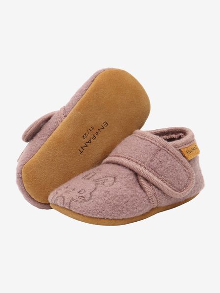 Wool Slippers w. Embroidery Marron En Fant