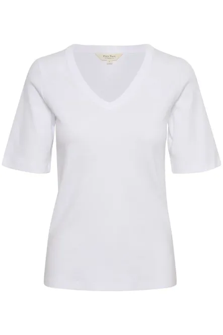 Hovedbilde RatansaPW T-Skjorte V hals Bright White Part Two 