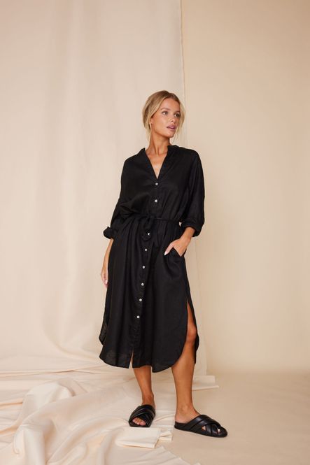 Hovedbilde Cammy Linen Dress Black LineOfOslo