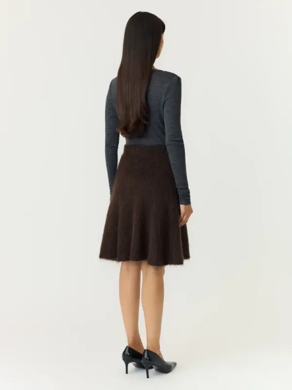 Tilde Mohair Blend Knit Skirt Mole Melange YAS