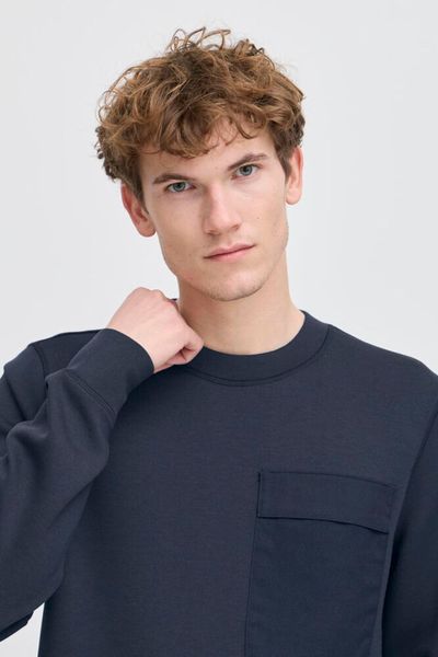 Vidar Viskose Sweat Pocket Dark Navy - Blue Casual Friday 