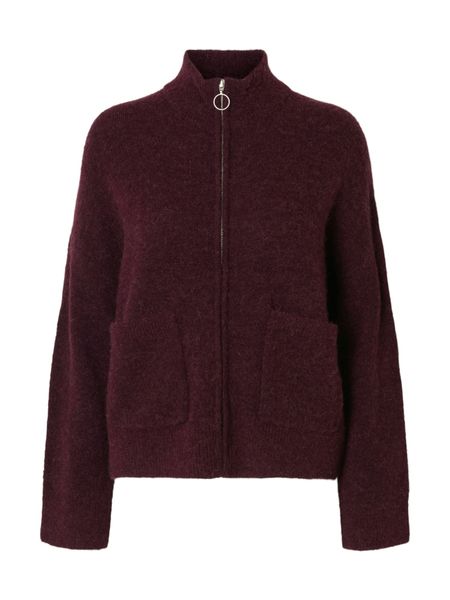 Sia Ras Knit Cardigan Zipper Fig Selected Femme