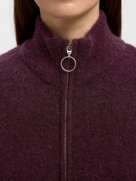 Sia Ras Knit Cardigan Zipper Fig Selected Femme