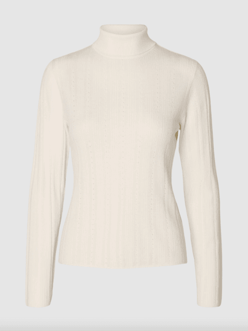 Hovedbilde Thea LS Structure Knit Roll Neck Egret Selected ...