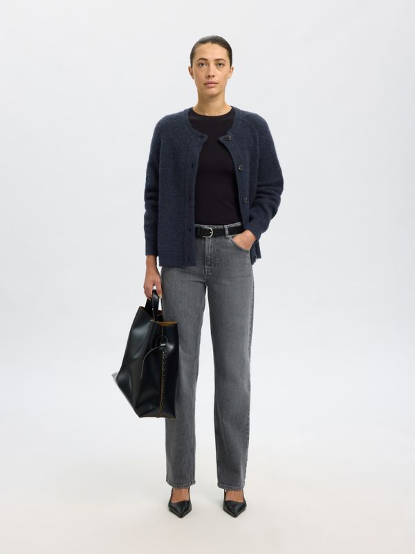 Lulu LS Short Cardigan Dark Sapphire Melange Selected Femme 