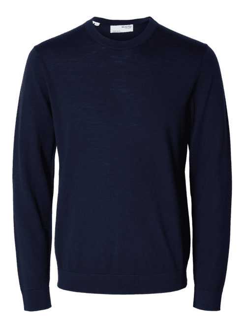 Hovedbilde Tray Langermet Knit Merino Crew Neck Navy Blazer ...