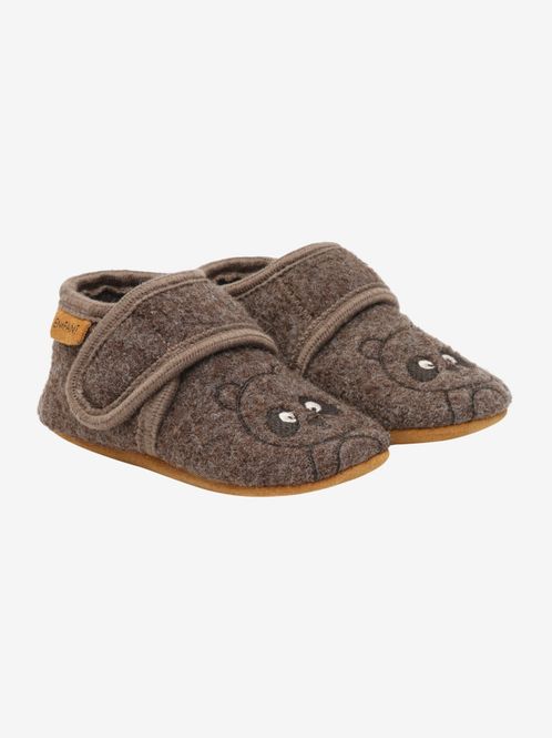 Hovedbilde Wool Slippers w. Embroidery Chocolate Brown En ...