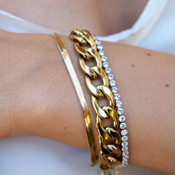 Hovedbilde Armbånd, unisex, Steel snake chain, Gull A&C Oslo