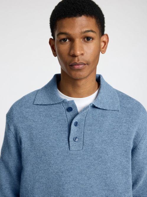Hovedbilde Reuben LS Knit Relaxed Polo Oceana Melange ...
