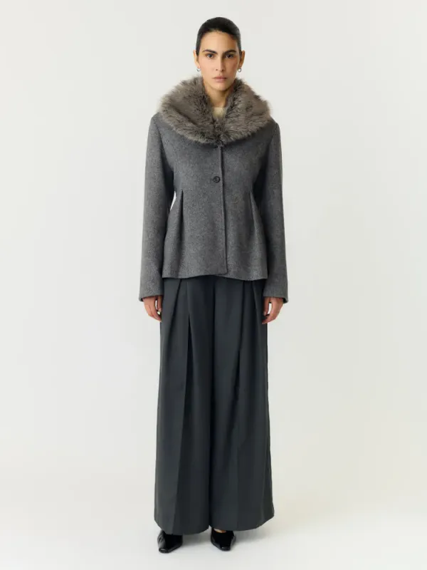 Josera Furry Collar Jacket Medium Grey Melange YAS