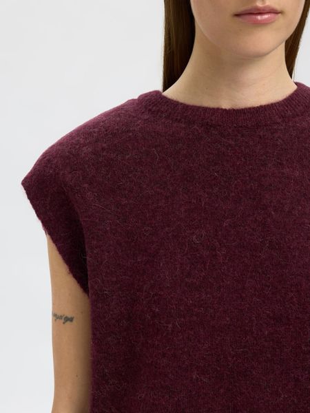 Lulu Strikket Vest Fig Selected Femme